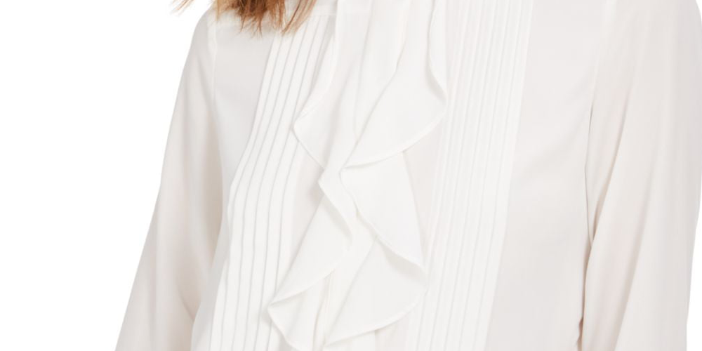 Calvin Klein Women's Long Sleeve Top White Size Petite Large