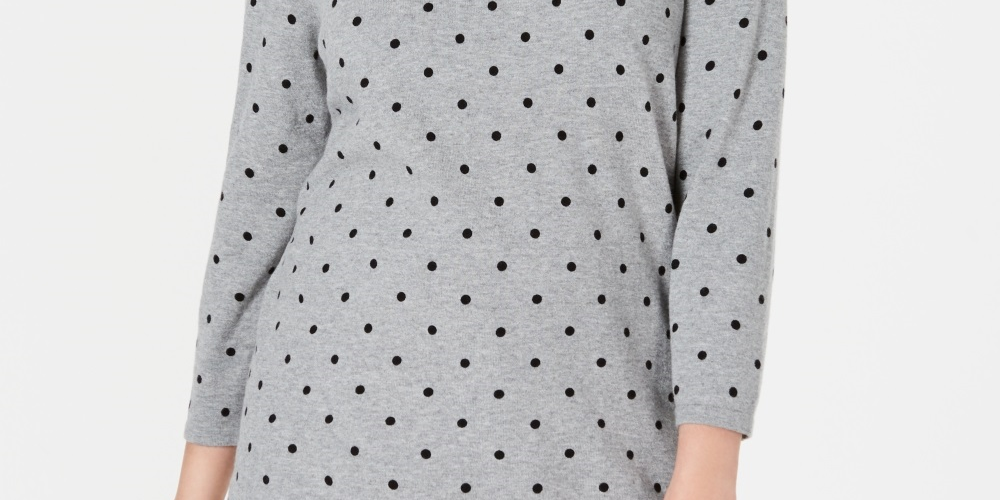 Karen Scott Women's Dot Dream Sweater Gray Size Medium
