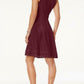 Charter Club Women's Lace Fit & Flare Dress Red Size Petite L
