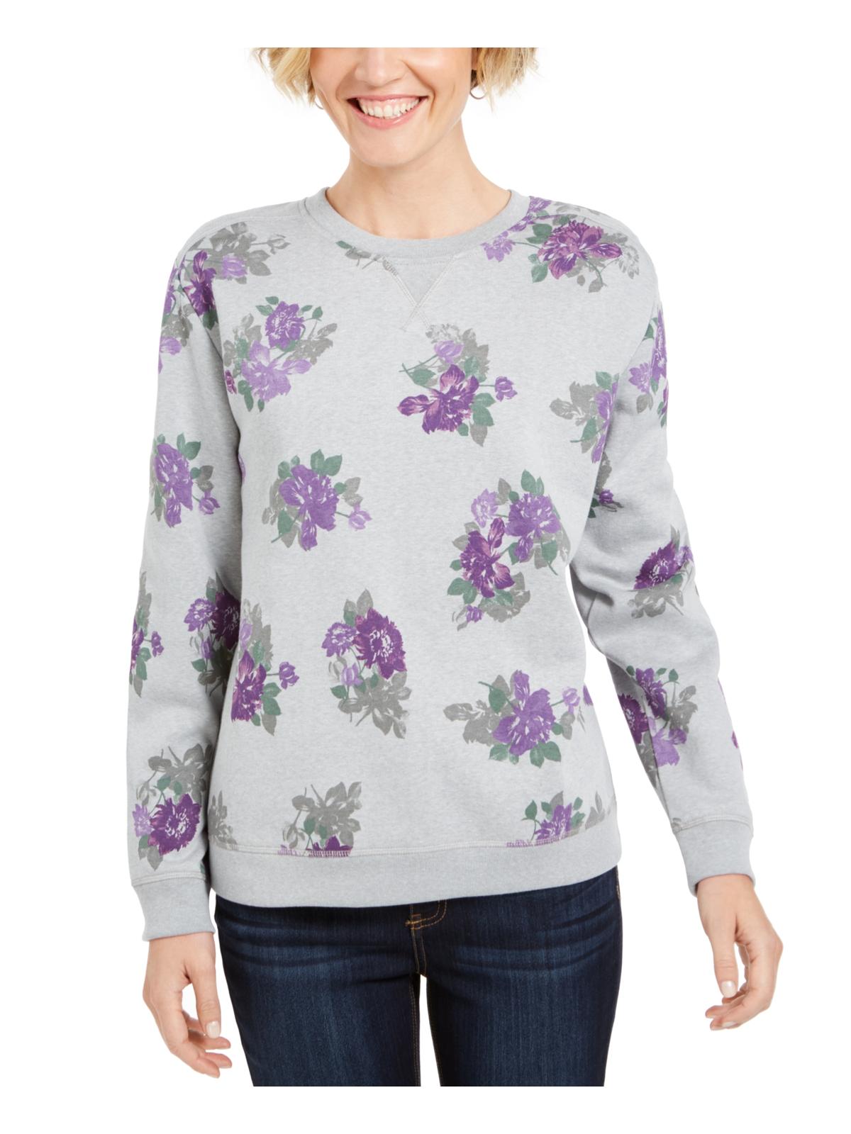 Karen Scott Women's Floral Print Sweatshirt Gray Floral Size X-Small