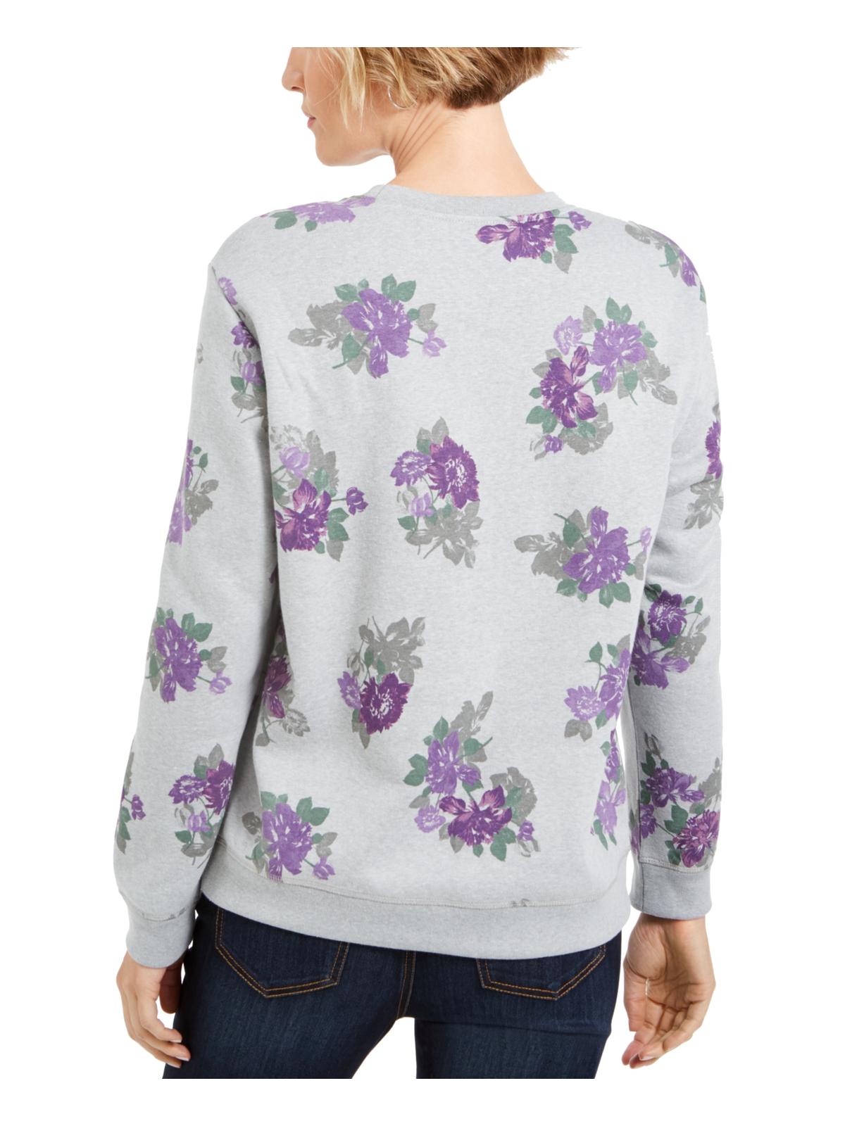 Karen Scott Women's Floral Print Sweatshirt Gray Floral Size X-Small