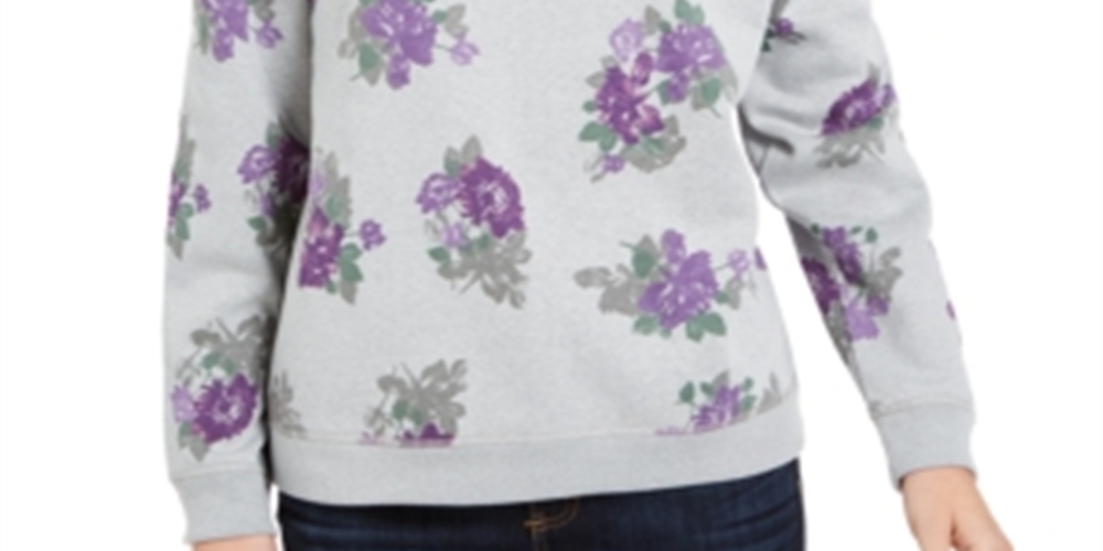 Karen Scott Women's Floral Print Sweatshirt Gray Floral Size X-Small