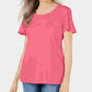 Karen Scott Women's Braided Neck Short Sleeve T-Shirt Top Pink Size Small