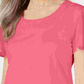 Karen Scott Women's Braided Neck Short Sleeve T-Shirt Top Pink Size Small