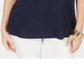 Style & Co Women's Embroidered Split Neck Top Blue Size Small