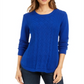 Charter Club Women's Cable Knit Button Trim Sweater Blue Size -Petite L