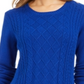 Charter Club Women's Cable Knit Button Trim Sweater Blue Size -Petite L