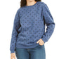 Karen Scott Women's Printed Fleece Sweatshirt  Blue Size Petite Small