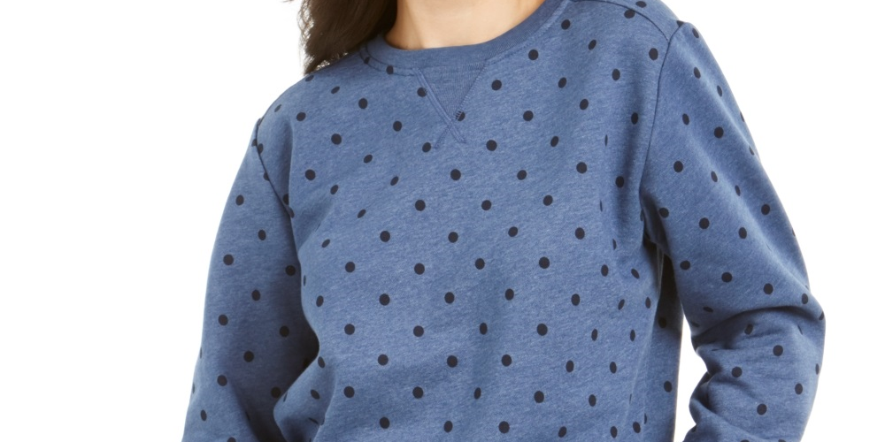 Karen Scott Women's Printed Fleece Sweatshirt  Blue Size Petite Small