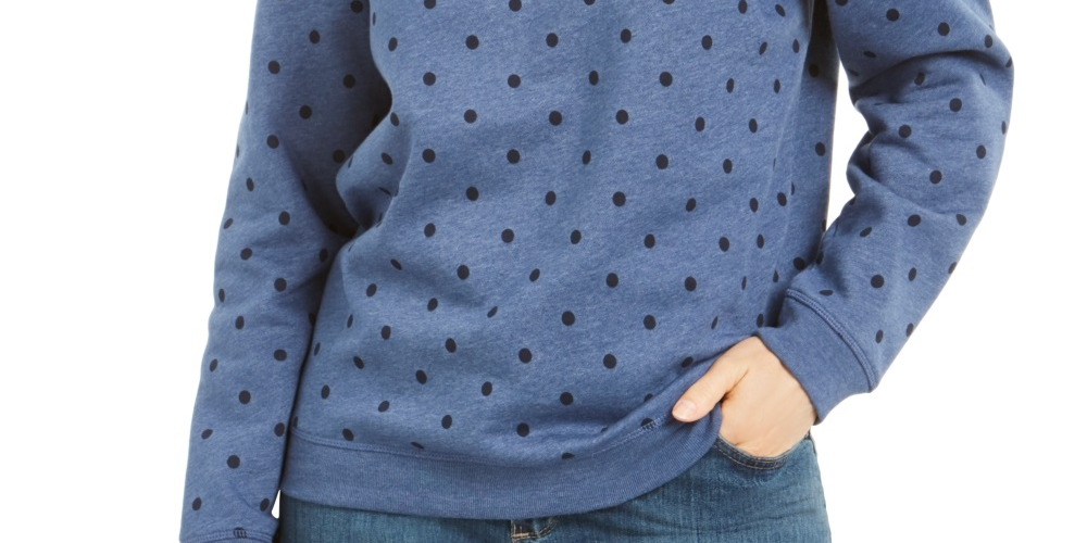 Karen Scott Women's Printed Fleece Sweatshirt  Blue Size Petite Small