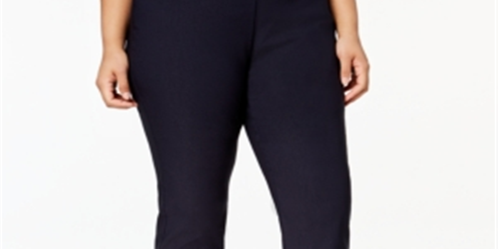 Charter Club Women's Plus Tummy Slimming Slim Cropped Pants Blue Size 14W
