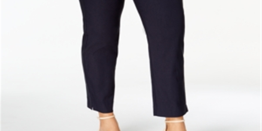 Charter Club Women's Plus Tummy Slimming Slim Cropped Pants Blue Size 14W
