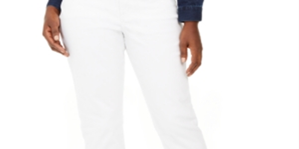 Style & Co Women's Curvy Fit Cuffed Girlfriend Jeans White Size 2