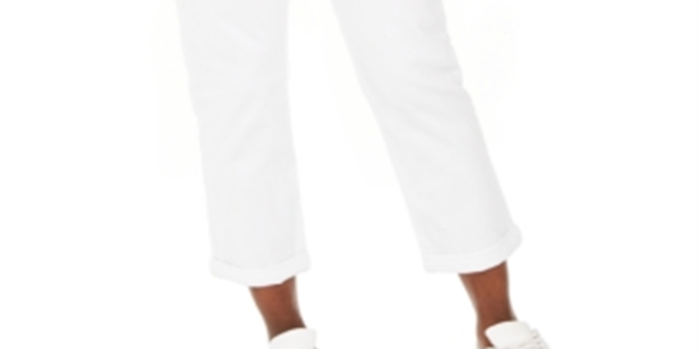 Style & Co Women's Curvy Fit Cuffed Girlfriend Jeans White Size 2