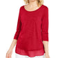 Style & Co Women's Chiffon Hem Top Red Size Medium