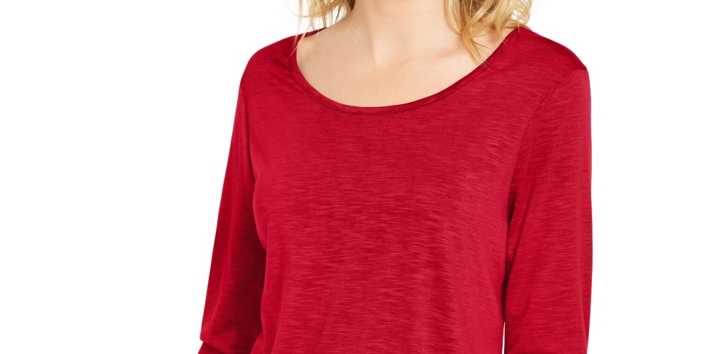 Style & Co Women's Chiffon Hem Top Red Size Medium