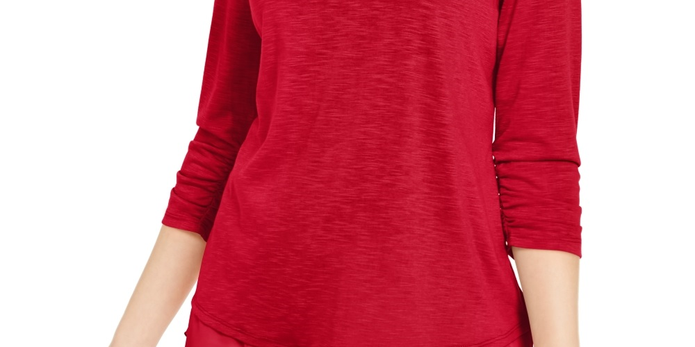 Style & Co Women's Chiffon Hem Top Red Size Medium