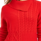 Charter Club Women's Envelope Neck Cable Knit Sweater Red Size Petite X-Large
