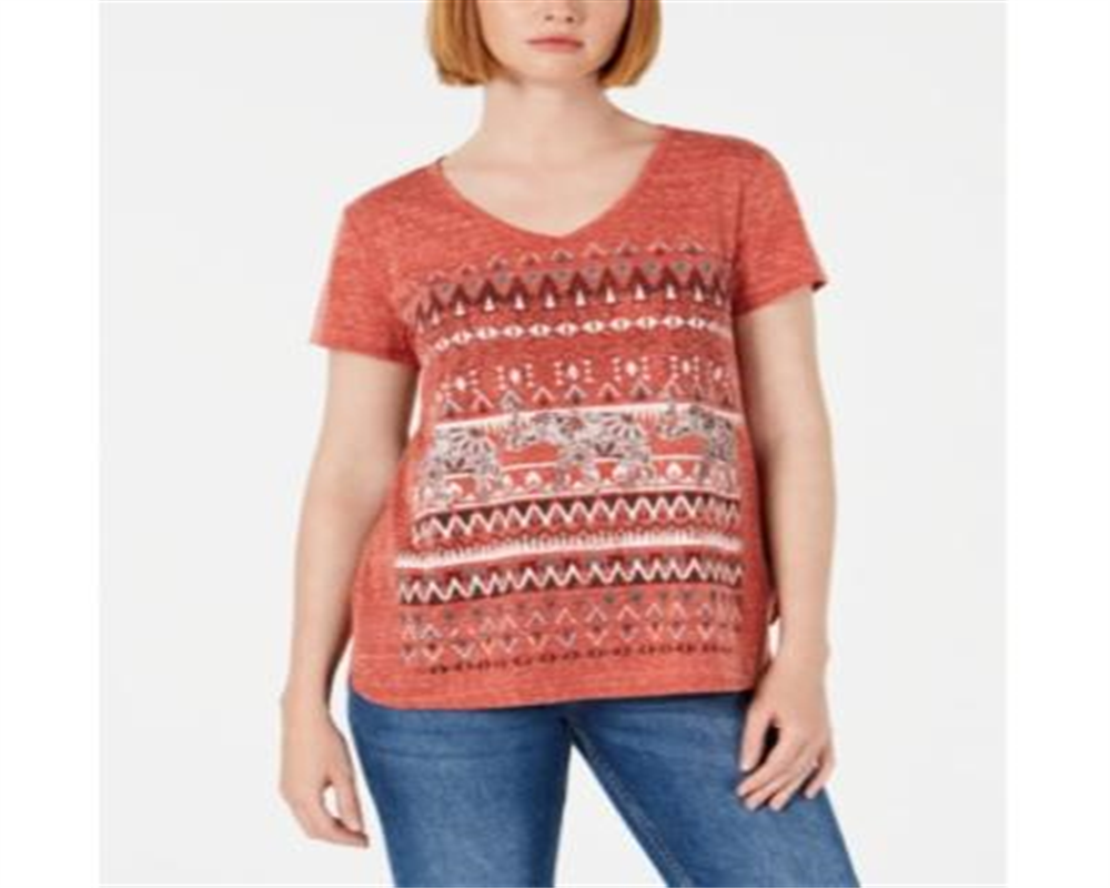 Style & Co Women's Graphic T-Shirt Copper Size Petite L