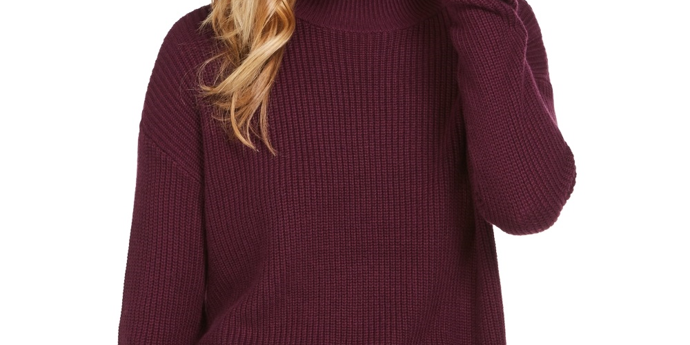 Style & Co Women's Mockneck Sweater Purple Size XX-Large