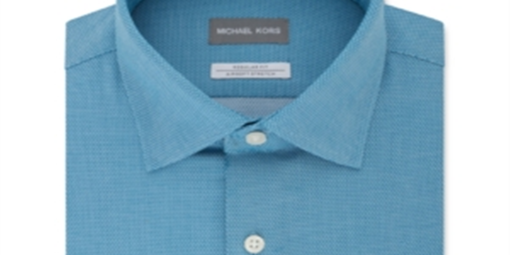 Michael Kors Men's Patterned Collared Work Dress Shirt Blue Size 18X36X37