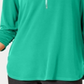 JM Collection Women's Zipper Trim Top Green Size -Petite XL