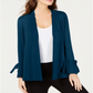 Alfani Women's Tie Sleeve Cardigan Teal Size Petite S