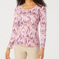 Karen Scott Women's Watercolor Printed Top Red Size Small