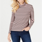 Charter Club Women's Striped Turtleneck Top Pink Size Petite Small