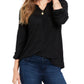 Style & Co Women's Lace Shoulder Top Black Size Petite S