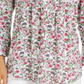 Charter Club Women's Floral Print Pleated Top White Size Small