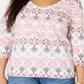 Karen Scott Women's Printed V Neck Top Orange Size Small