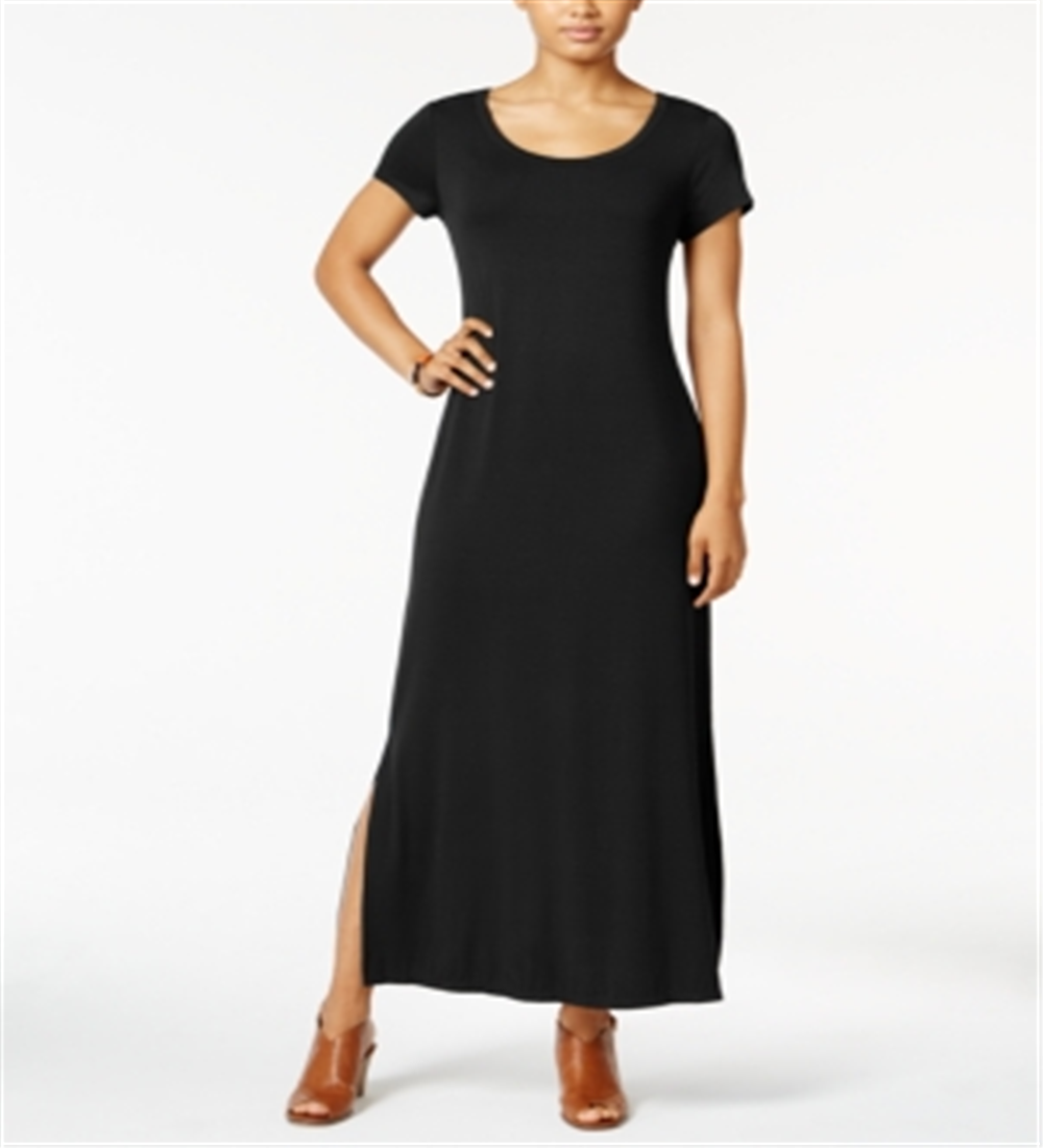 Style & Co Women's Scoop Neck Maxi Dress Black Size PP