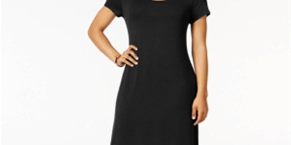 Style & Co Women's Scoop Neck Maxi Dress Black Size PP