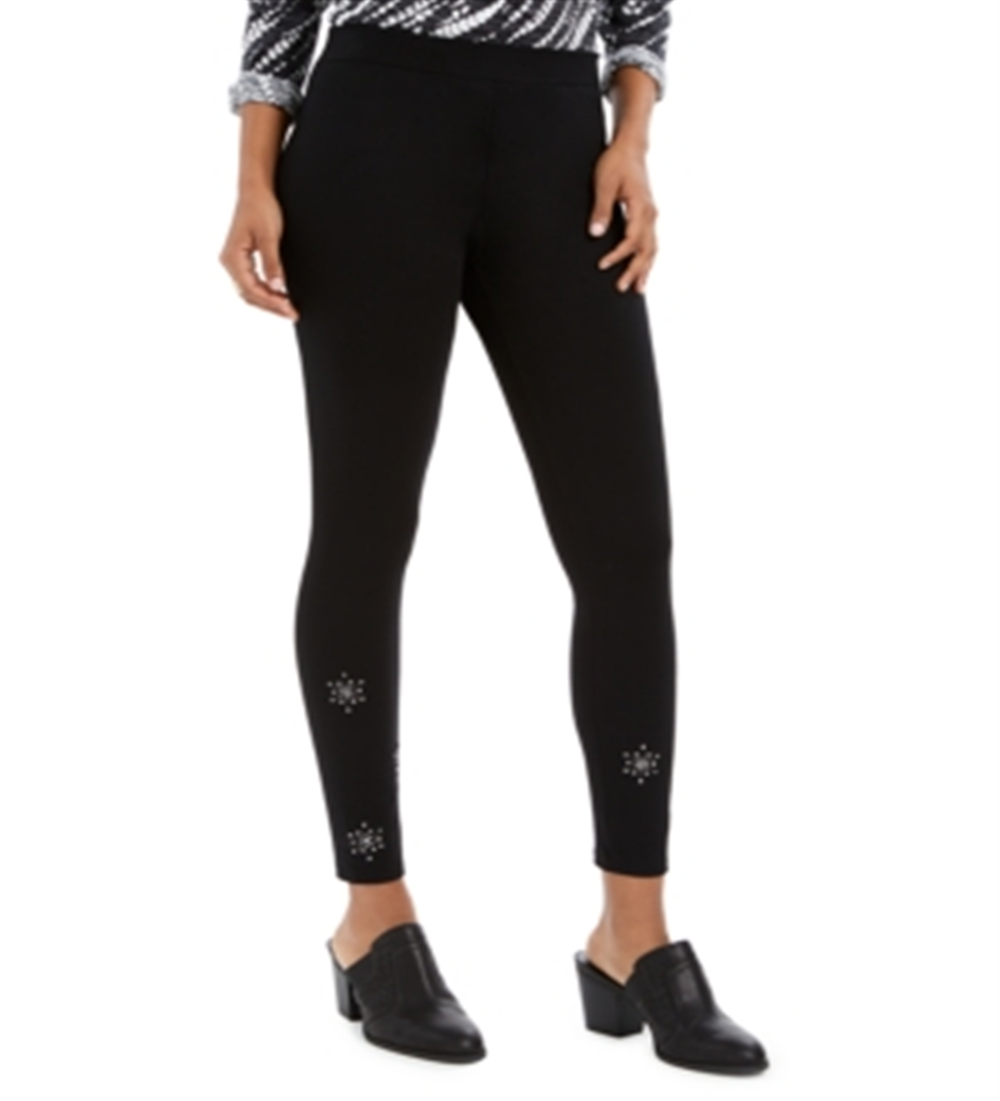 Style & Co Women's Snowflake Embellished Leggings Black Size -Petite M