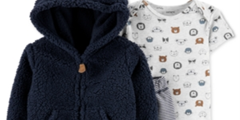 Carter's Boy's Ears Faux Sherpa Zip up Hoodie Set Blue Size 9M