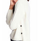 1.STATE Women's Waffle Knit Button Detail Turtleneck Sweater White Size Medium