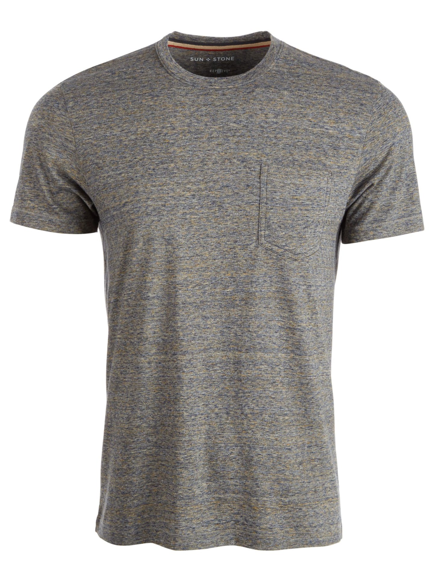 Sun + Stone Men's Blake Heathered Pocket T-Shirt Navy- Gray Size Medium