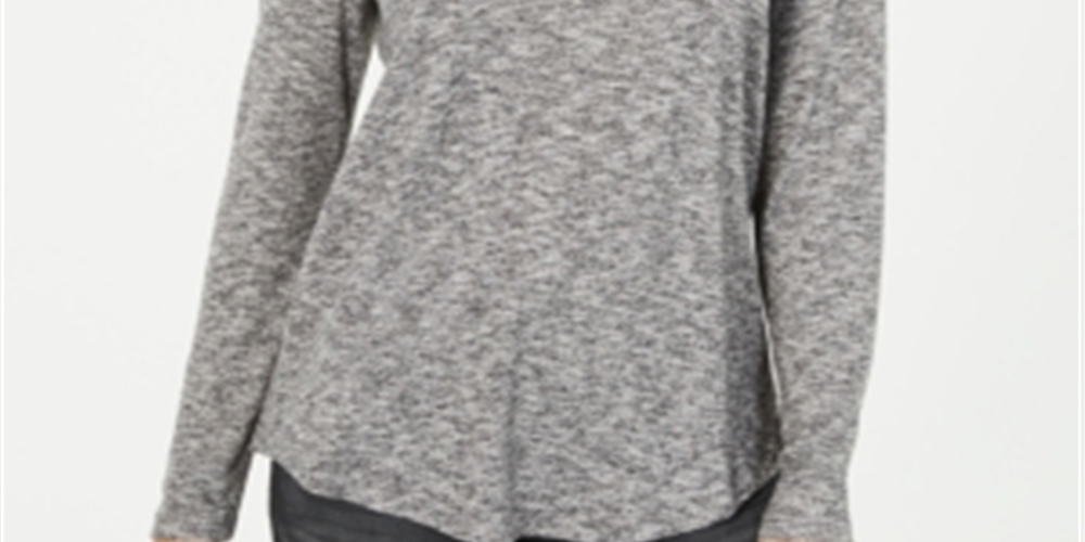 Style & Co Women's Long Sleeve Scoop Neck Top Black Size Small