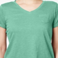 Style & Co Women's V Neck Pocket T-Shirt Mint Size Petite S