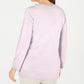 Karen Scott Women's Ribbed Printed Long Sleeve Crew Neck Blouse Top Pink Size Petite Small
