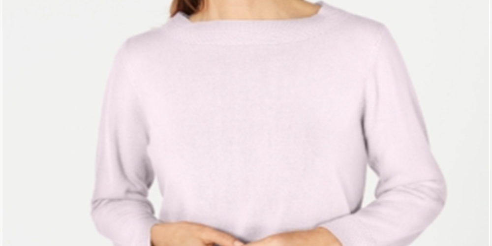 Karen Scott Women's Ribbed Printed Long Sleeve Crew Neck Blouse Top Pink Size Petite Small