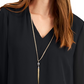 JM Collection Women's Solid V-Neck Necklace Top  Black Size Small