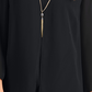 JM Collection Women's Solid V-Neck Necklace Top  Black Size Small