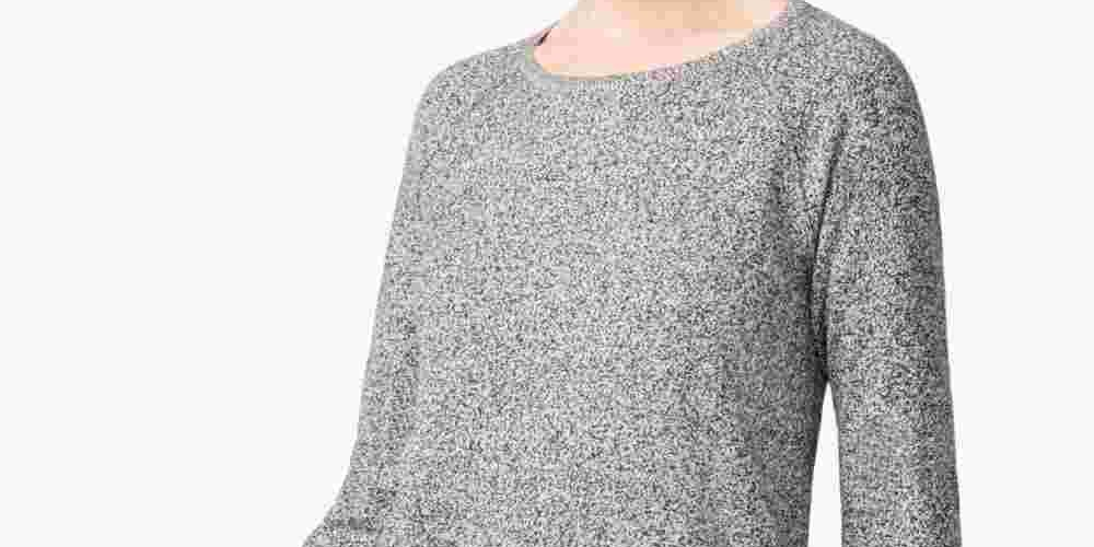 करेन स्कॉट महिलाओं का पेटीट कॉटन कर्व्ड-हेम स्वेटर सफ़ेद साइज़ पीएम