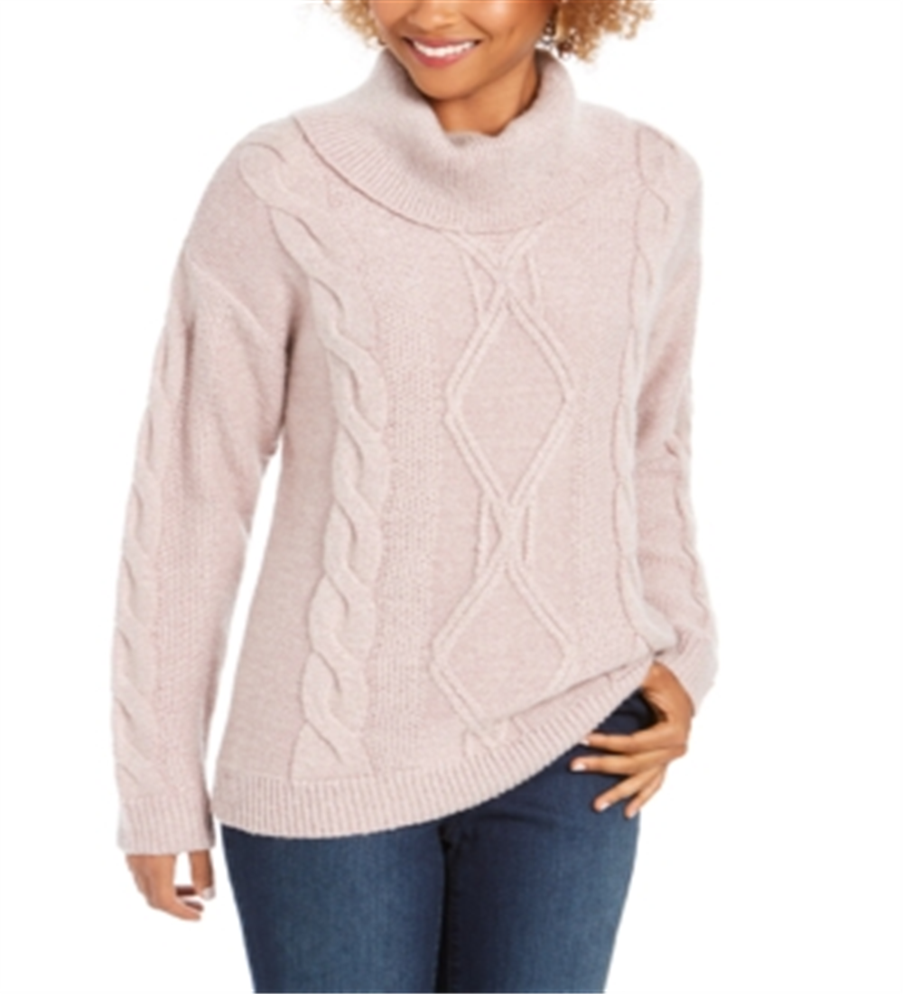Charter Club Women's Cable Knit Sweater Pink Size Petite X-Large