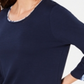 Karen Scott Women's Printed Trim Top Blue Size Petite S