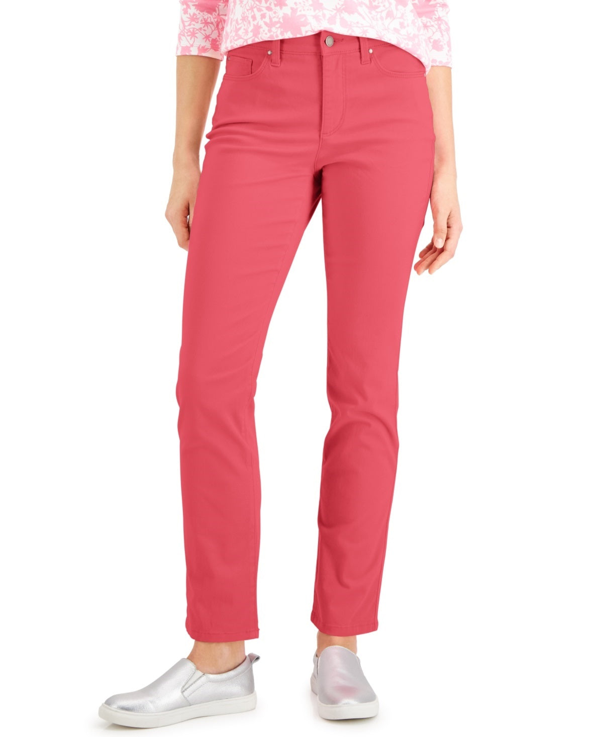 Charter Club Women's Lexington Tummy Control Straight-Leg Jeans Red Size 12