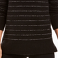 Style & Co Women's Embellished 3/4 Sleeve V Neck Sweater Black Size Petite Large