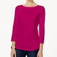Charter Club Women's Pima Cotton Boat-Neck Button-Shoulder Top Pink Size X-Large